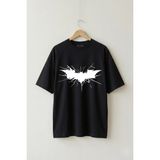 La Bjorn Oversize Unisex Siyah Kara Şövalye Batman Logo Grafik Tasarım T-Shirt - XL