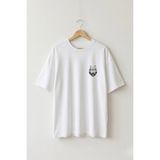 La Bjorn Oversize Unisex Siyah Minimalist Yaban Hayatı Kurt Grafik Baskılı Tişört - XL