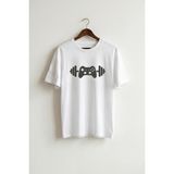 La Bjorn Unisex Beyaz Oyun Konsolu Halter Baskılı Gamer Fitness Oversize Tişört - XL