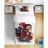 La Casa De Papel 3D Dijital Baskılı Tek Kişilik Çarşafsız Nevresim Takımı - Beyaz - Kırmızı - 160 x 220 cm