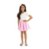 La Ceremonie Fiyonklu Bluz ve Etek Takım Kız Çocuk - Ekru - Pembe - 9 - 10 Yaş