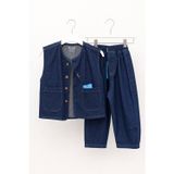 La Ciel Paris Erkek Çocuk Denim Yelek ve Balon Pantolon Takım