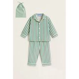 La Ciel Paris Yeşil Çizgili Pijama Set + Çanta Hediyeli