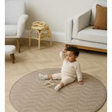 La Flore Mellifere OEKO- TEX® Sertifikalı Elyaf Dolgulu Keten Karışımlı Bebek Oyun Matı – Yumuşak ve Nefes Alabilir - Bej - 120 x 120 cm