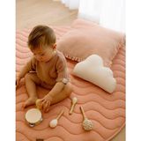 La Flore Mellifere OEKO- TEX® Sertifikalı Elyaf Dolgulu Keten Karışımlı Bebek Oyun Matı – Yumuşak ve Nefes Alabilir - Pudra Pembesi - 120 x 120 cm