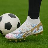 La Liga Erkek 565 Bilekli Çoraplı Krampon Beyaz Altın Futbol Ayakkabısı