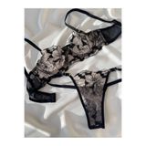 La Linaa BlackRose Kadın Çiçekli Bralet Takım siyah-75B