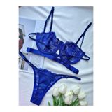 La Linaa Flowers Bralet Takımı A+ saks mavi-80B
