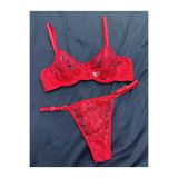 La Linaa Kırmızı Dantelli Kadın Tangalı Bralet Takım kırmızı-85B