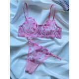 La Linaa Lovely Pembe Kadın Tül Tanga Külotlu Bralet Takım - 80B