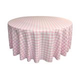LA Linen Poli Damalı Yuvarlak Masa Örtüsü, pembe/beyaz, 120"