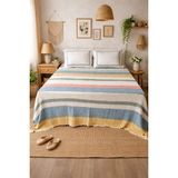 La Lune Home Aden Muslin Yatak Örtüsü Seti %100 Pamuk Battal Boy Organik Kumaş - Yeşil - 220 x 240 cm