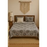 La Lune Home Dama Desen Tavşan Tüyü Yatak Örtüsü Battal Boy - Gri - 220 x 240 cm