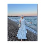 La MatildaLingerie ZARİF ÇİÇEK DESENLİ KATLI UZUN ŞİFON DAVET ELBİSESİ