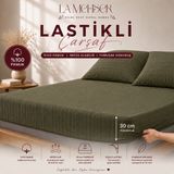 La Mehser %100 Pamuklu 30 Köşe Lastikli Çarşaf - Haki - Yeşil - 200x200