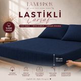 La Mehser %100 Pamuklu 30 Köşe Lastikli Çarşaf - Lacivert - 200x200
