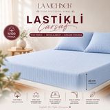 La Mehser %100 Pamuklu 30 Köşe Lastikli Çarşaf - Mavi - Bebe Mavisi - 200x200