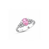 LA MİA FELİCİTA 925 Ayar Oval Pembe Taşlı Pırlanta Montür Şık Gümüş Yüzük