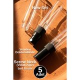 La Mia Verita Taşınabilir Cep Parfüm Şişesi Çantalık Dolabilir Vidalı Mini Boş Sprey Cam Şişe 5 ml (5 Adet) - 00