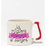 La Migliore Mamma Di Sempre Anneler Günü Hediye Baskılı Kırmızı Kulplu Modern Seramik Kupa