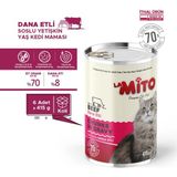 La Mito Soslu Dana Etli Yetişkin Kedi Maması 415GR x 6 Ekonomik Lezzetli Konserve