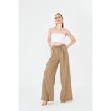 LA PANTE Bel Lastikli Bağcıklı Bol Paça Pantolon camel stripe S