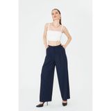 LA PANTE Önden Pileli Geniş Paça Pantolon NAVY M