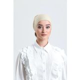 LA SEFA Kadın Pratik Dikişsiz Bağcıklı Tesettür Penye Bone-Bej
