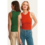 la & vetta 2'li Paket Fitilli Halter Yaka Örme Atlet - Narçiçeği - Yeşil - S