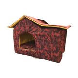 La Vista Kedi Köpek Evi Yatağı Minder Kulübe Kırmızı Kamuflaj 60X45X45