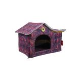 La Vista Kedi Köpek Evi Yatağı Minder Kulübe Mor Çizgi Desenli 60X45X45