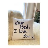 La Vivi Dear Bed I Love You Punch Kırlent Yastık Kılıfı Bej 42*42 Cm