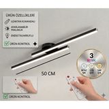 Laaysa 3 Renk Yanabilen Modern Tavan Koridor Aydınlatması Çubuk LED Lineer Avize (Kumandalı) - Siyah