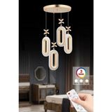 Laaysa LED 4'lü Gold Kumandalı 3 Renk Ledli Modern LED Avize - 4 lü - Altın