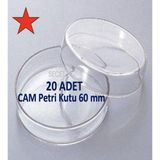 Lab Cam Petri Kabı 60 x 15 mm Cam Petri Kabı 60MM ( 20 Adet/pk )
