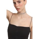 LABALABA Kadın Antik Gümüş Kaplama Gökkuşağı Renk Taşlı Choker Tasma Kolye