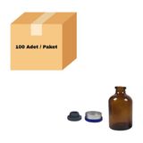 Labbakkal Cam Amber Şişe 100 ml - Kapaklı Tıpalı Flakon Şişe - 100 Adet