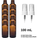 Labbakkal Cam Amber Sprey Şişe 100 ml - Beyaz Sprey Başlık 10 Adet