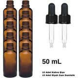Labbakkal Cam Damlalıklı Ecza Şişe 50 ml Kahve - Siyah Kilitli 18MM Kapak 10 Adet