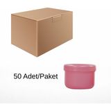 Labbakkal Numune Kabı 100 ml - Vida Kapaklı Pembe Plastik Pomad Kutusu 50 Adet