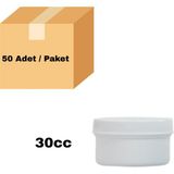 Labbakkal Numune Kabı 30 ml - Vida Kapaklı Beyaz Plastik Pomad Kutusu 50 Adet