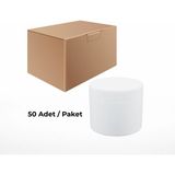 Labbakkal Numune Kabı 300 ml - Vida Kapaklı Beyaz Plastik Krem Kavanozu - 50 ADET