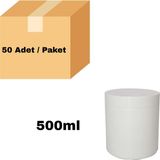 Labbakkal Numune Kabı 500 ml - Vida Kapaklı Beyaz Plastik Krem Kavanozu 50 Adet