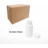 Labbakkal Numune Şişe 100 ml Yuvarlak Beyaz Kilitsiz Kapak 50 Adet Yüksek Kalite Hdpe