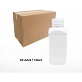 Labbakkal Numune Şişesi 1000 ml 50 Adet - Kare Beyaz Kilitli Kapaklı Numune Kabı