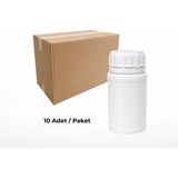 Labbakkal Numune Şişesi 250 ml 10 Adet - Yuvarlak Beyaz Kilitli Kapaklı Numune Kabı