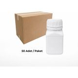 Labbakkal Numune Şişesi 250 ml 50 Adet - Kare Beyaz Kilitli Kapaklı Numune Kabı