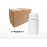 Labbakkal Numune Şişesi 250 ml 50 Adet - Yuvarlak Beyaz Kilitli Kapaklı Numune Kabı