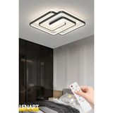 Labirent Model Tavan LED Avize, 3 Renkli LED Avize, Kumandalı Avize, Kare Metal Siyah Avize,yüksek Aydınlatmalı Avize
