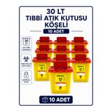 Labolist 30 Lt Tıbbı Atık Kutusu Köşeli 10 Adet Laboratuvar Malzemesi LBSTM-2703